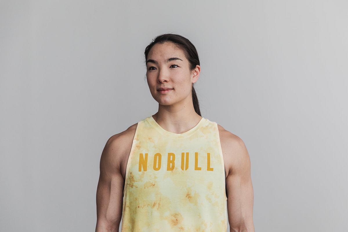 Nobull High-Neck Tie-Dye Women's Tank Tops Yellow | Australia (OM9421)